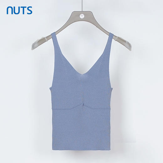 NUTS秋季新款纯欲性感别致V领修身背心女332052101 商品图1