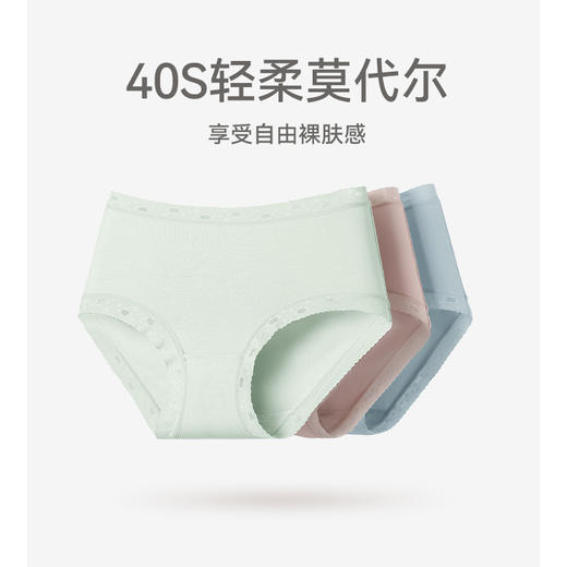 下架 芬腾内裤女士莫代尔中腰薄款抗菌纯棉裆少女透气纯色三角裤短裤头 商品图0