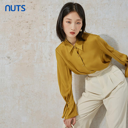 NUTS春秋季新款时尚气质通勤风宽松显瘦长袖衬衫女231013023B 商品图4