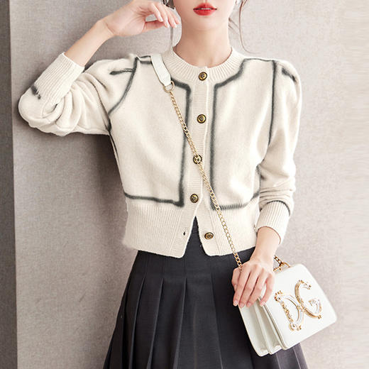 雀说法式长袖软糯针织开衫女装新款设计感小众毛衣外套AL37163 商品图3