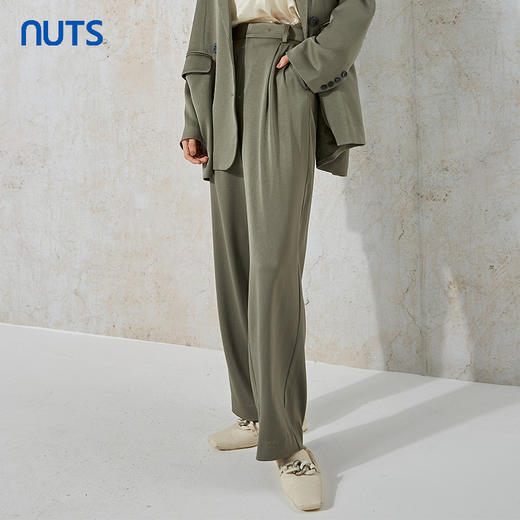 NUTS秋季新款宽松阔腿垂感时尚通勤风休闲长裤女231073041B 商品图2