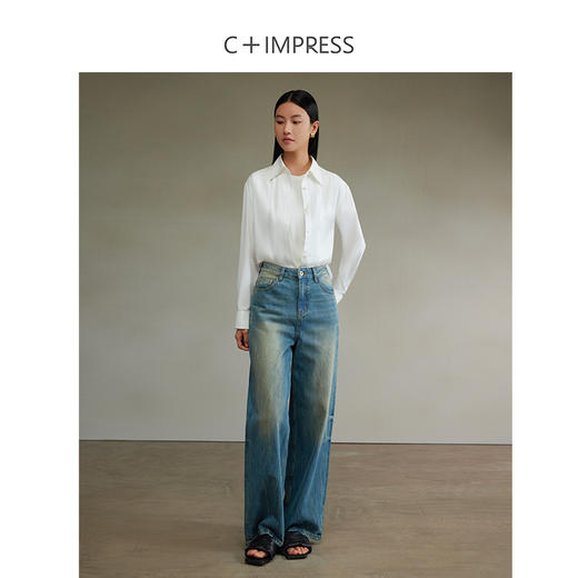 西嘉120支优质长绒棉随性褶裥设计感博主风廓形衬衫 商品图5