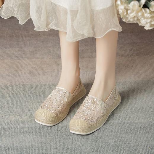 ZHR网纱透气新中式渔夫鞋2024新款一脚蹬单鞋时尚百搭小香风女鞋 商品图7