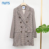 NUTS商场同款西装复古格子中长款外套女141048001B 商品缩略图0