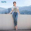NUTS夏季新款高腰修身卷边百搭牛仔裤九分裤女429112270 商品缩略图3