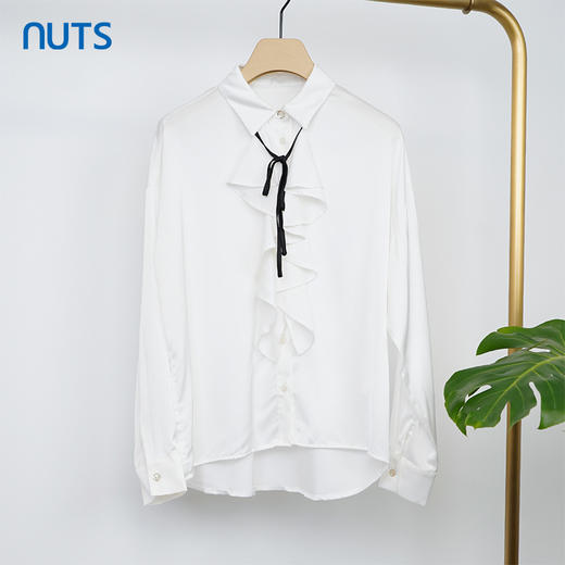 NUTS商场同款衬衫白色简约通勤OL风上衣女141013115B 商品图0