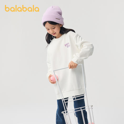巴拉巴拉女童儿童卫衣加绒保暖秋冬装中大童甜美上衣圆领套头卡通 商品图2