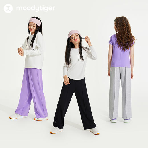 【24年秋新】moodytiger24年秋新款女童针织直筒长裤弹力百搭户外运动裤子43211307 商品图4