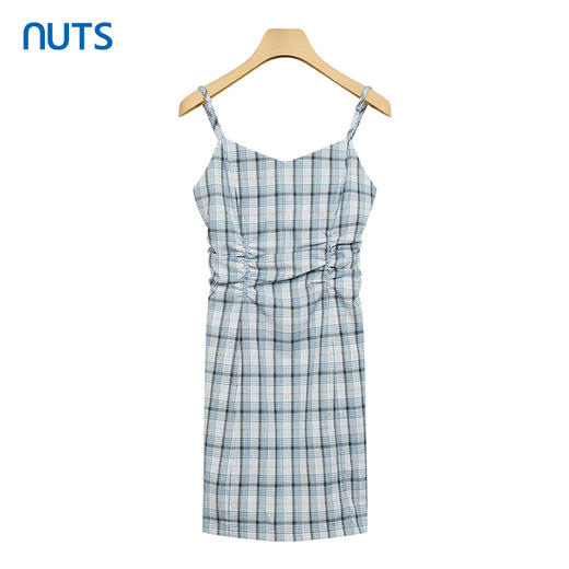 NUTS夏季新款经典格纹A字修身显瘦吊带连衣裙女221104340 商品图0