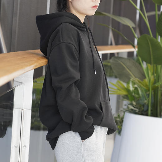 SZ2665秋款薄绒卫衣连帽情侣款字母印花纯棉宽松时尚上衣 商品图2