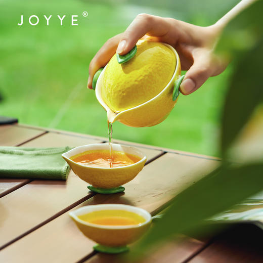 JOYYE喜乐安柠-手绘陶瓷快客杯一壶二杯高颜值户外露营便携旅行茶具小套装 商品图6