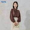 NUTS秋季新款时尚通勤风荷叶领泡泡袖设计感长袖衬衫231013089B 商品缩略图4