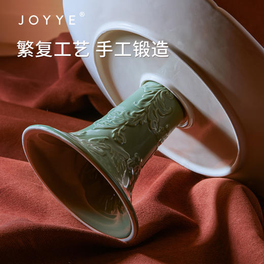 JOYYE威廉·莫里斯-欧式浮雕水果盘客厅家用轻奢高档糕点茶点盘高足盘陶瓷果盘 商品图3