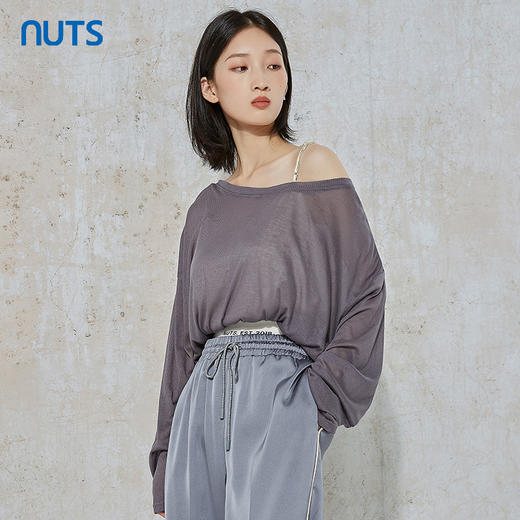 NUTS秋季新款气质通勤风宽松显瘦设计感长袖T恤231023093B 商品图1