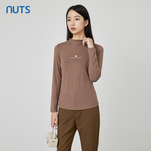 NUTS秋季新款时尚气质修身显瘦时尚内搭长袖T恤女231023077B 商品图2