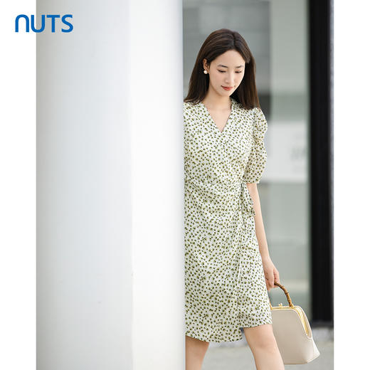 NUTS夏季新款法式碎花雪纺连衣裙女收腰短裙女422102261 商品图2