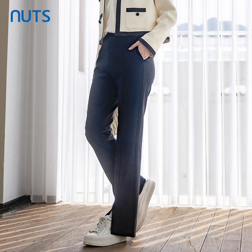 NUTS2023春秋季新款黑色开叉休闲西装裤女高腰显瘦裤子女4340703A1 商品图1