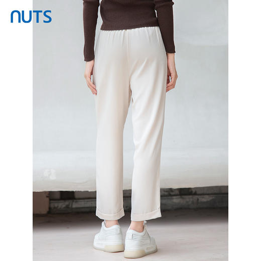 NUTS2023秋季新款气质休闲风松紧腰宽松阔腿休闲长裤女4380701A1 商品图4
