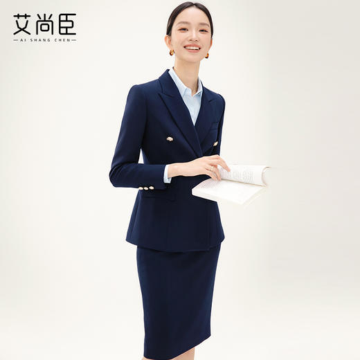 藏青色西装套装女2024新款酒店经理珠宝店前台工装职业气质工作服 商品图8