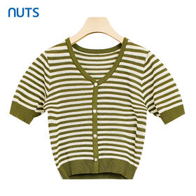 NUTS女装夏季新款条纹针织衫短袖毛衣女428053505