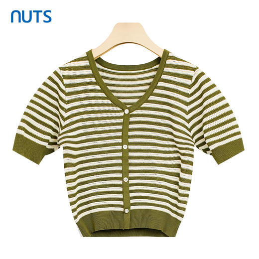 NUTS女装夏季新款条纹针织衫短袖毛衣女428053505 商品图0