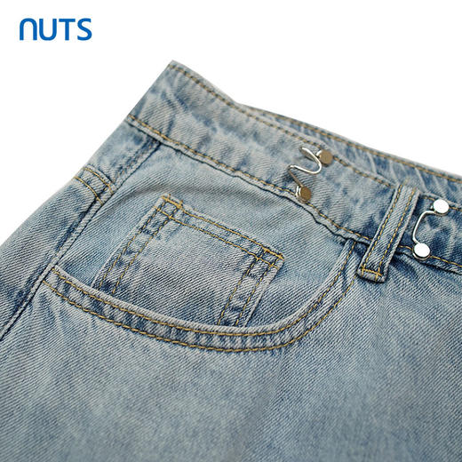 NUTS夏季新款复古风宽松阔腿水洗牛仔裤女221113268 商品图3