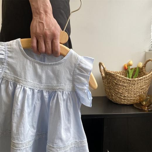 【韩版女童上衣无袖娃娃衫】夏季2024女宝宝田园风洋气中小儿童装衬衣 商品图2