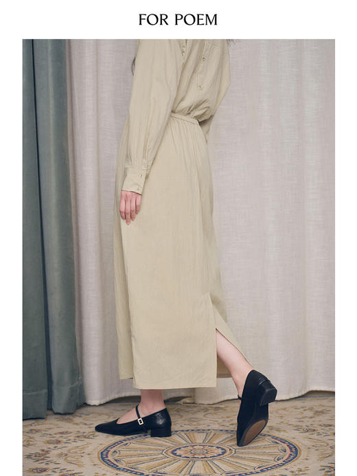 【ForPoem X SUKIxxxx联名系列】现货 简约休闲系带松紧花苞中长款半裙 商品图4