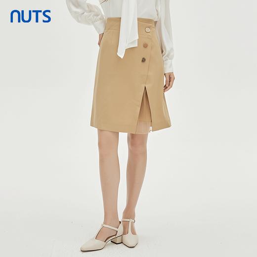 NUTS秋季新款时尚气质通勤风设计感开叉半身中裙女333061161 商品图1