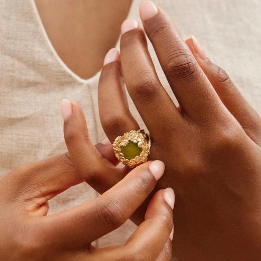 在途4周到｜Agapee-HESPÉ-24k镀金 橄榄绿 戒指［法国设计师］ 商品图0