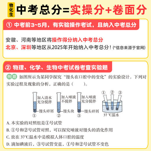 8分钟必背常考实验（初中通用）物化生实验题（2册） 商品图1