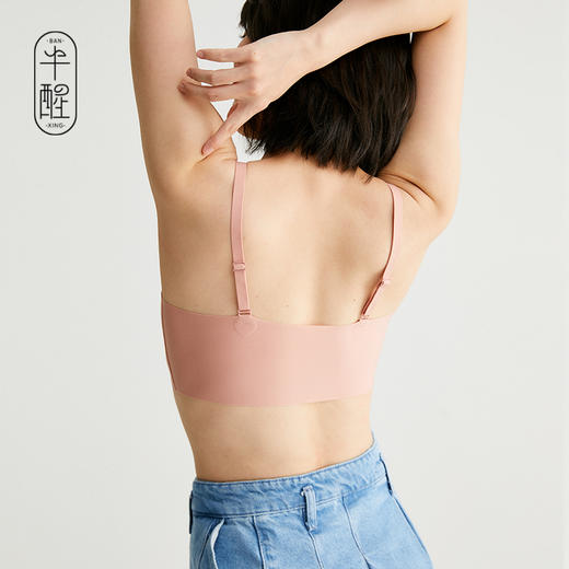 *【清仓】半醒粉底液无痕吊带文胸 AC杯通穿性感轻薄无钢圈高弹上托胸罩 B0031 商品图2