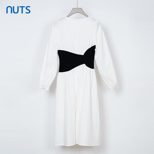 NUTS秋季新款休闲简约设计感气质收腰圆领长袖连衣裙女332102268 商品图1