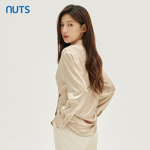 NUTS秋季新款时尚气质通勤风设计感收腰显瘦长袖衬衫女331011157 商品图4