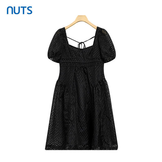 NUTS高级感复古法式连衣裙女夏季新款泡泡袖雪纺修身324101346 商品图0