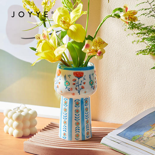 JOYYE旅绘丛林-釉下彩陶瓷花瓶客厅插花高级感小众水培绿植花器家居小花瓶 商品图3