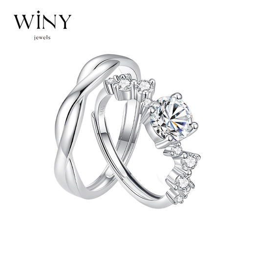 Winy999足银爱恋如歌对戒送女友闺蜜节日生日礼物 商品图5