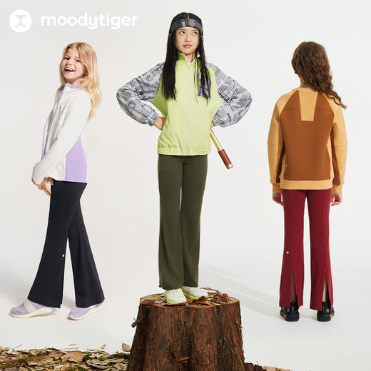 【24年秋新】moodytiger24秋新女童户外运动透气速干紧身微喇裤43211407 商品图4