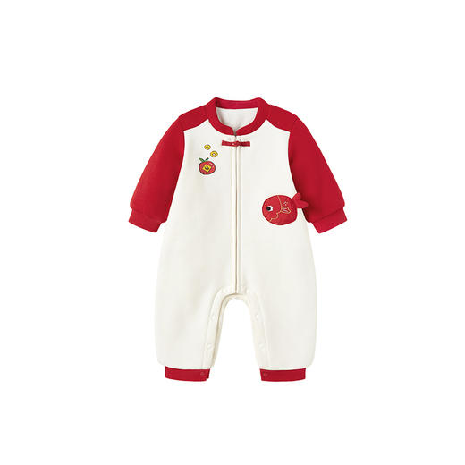 英氏婴儿连体衣冬季女童长袖夹棉连体衣新款拜年服喜庆衣服 商品图4