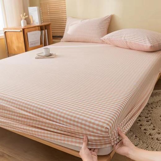 简约日式水洗棉麻床笠，柔软透气，床垫保护罩设计，固定防滑 和凌乱说摆摆 防尘隔脏，懒人必备 商品图0