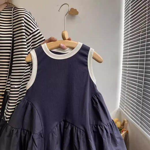 【女童夏款气质拼接背心连衣裙】2024薄款时髦洋气百搭无袖儿童裙子 商品图1