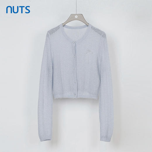 NUTS秋季新款纯色百搭薄款百搭长袖针织开衫短外套女334052309 商品图0