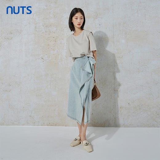 NUTS秋季新款时尚气质高腰直筒显瘦包臀水洗牛仔半裙231065080B 商品图4