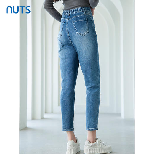 NUTS2023春秋季新款复古高腰显瘦百搭水洗牛仔长裤女4391106A1 商品图4