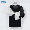 NUTS夏季黑白撞色蝴蝶结T恤女331053239 商品缩略图0