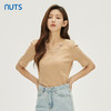 NUTS秋季新款时尚气质通勤风V领链条装饰短袖T恤女331021155 商品缩略图1