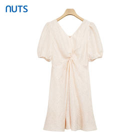 NUTS女气质高级感连衣裙收腰V领夏法式连衣裙v领长裙324101405B