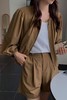 Kai & Kiera 咖色设计感夹克短裤套装 13477 商品缩略图3
