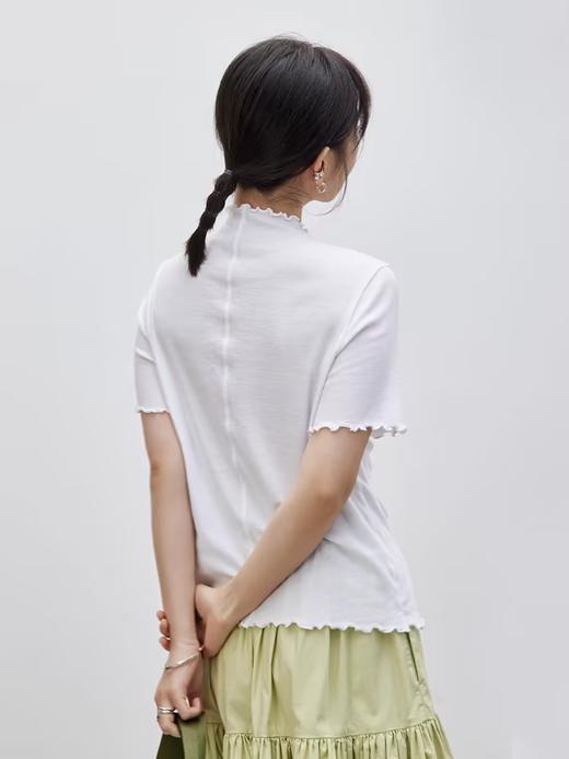 步履不停/4C18113C/小立领木耳边柔软内搭短袖T恤 商品图3