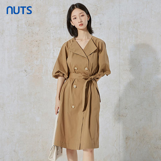 NUTS秋季新款时尚宽松显瘦衬衫款式短袖连衣裙女231101078B 商品图4